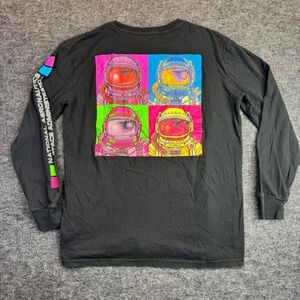 Hyper Space NASA Long Sleeve Shirt Mens Medium Black Pop Art Astronaut Graphic